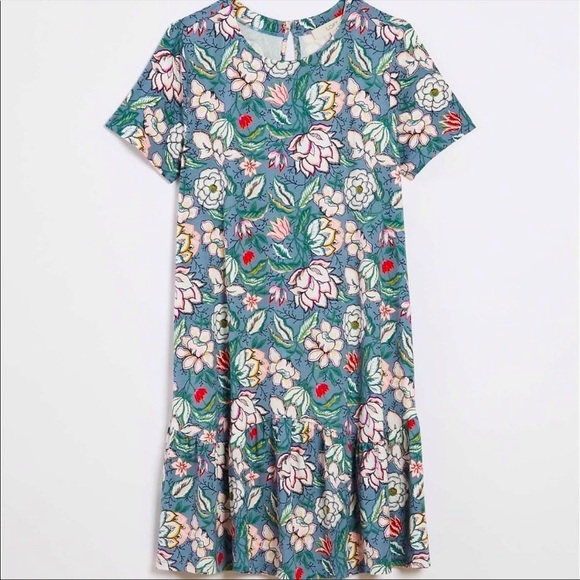 LOFT Floral Flounce Swing Dress Small - Picture 2 of 4